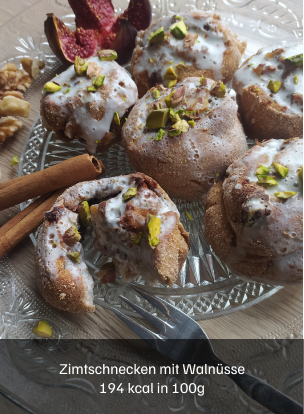 Zimtschnecken mit Walnüsse 194 kcal in 100 g